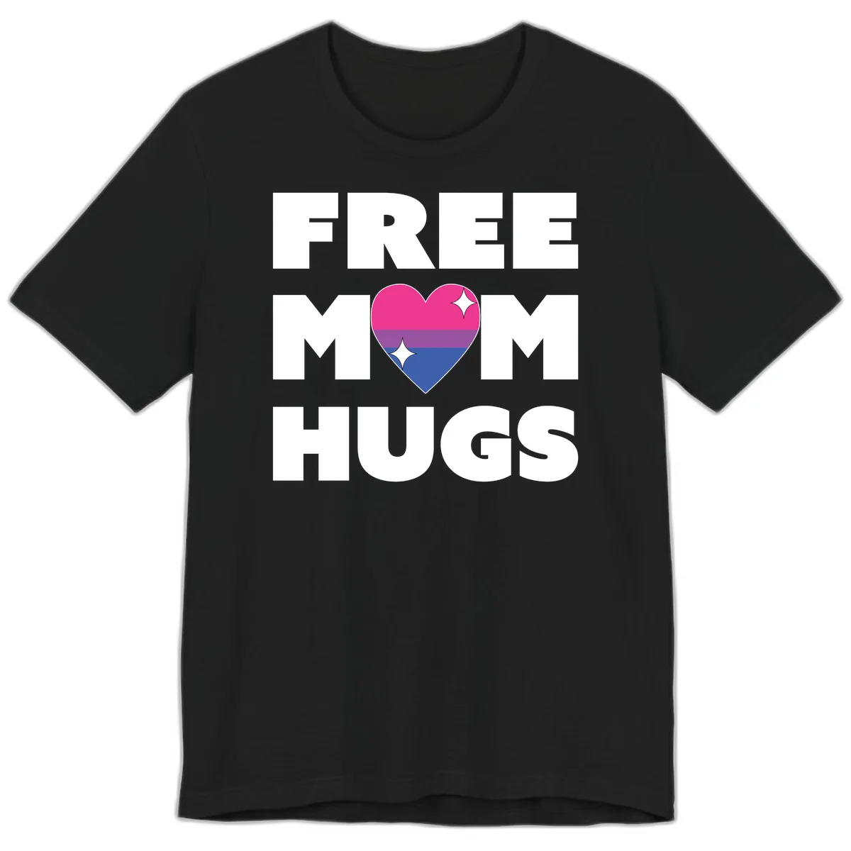 Free Mom Hugs Bisexual Pride Heart Premium T-Shirt in Black