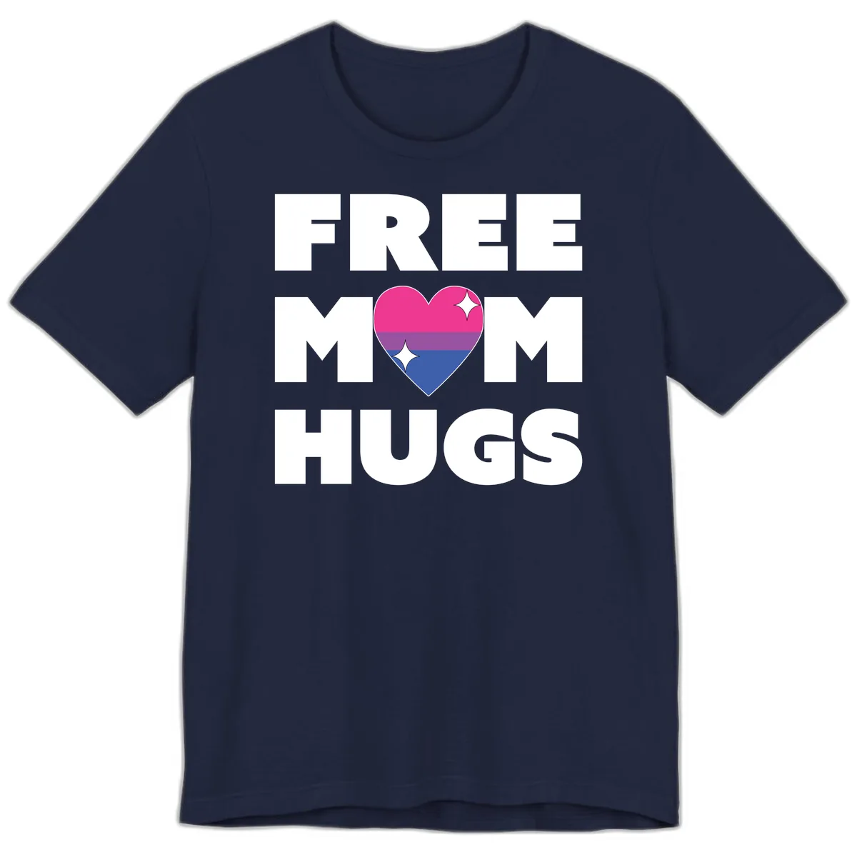 Free Mom Hugs Bisexual Pride Heart Premium T-Shirt in Navy