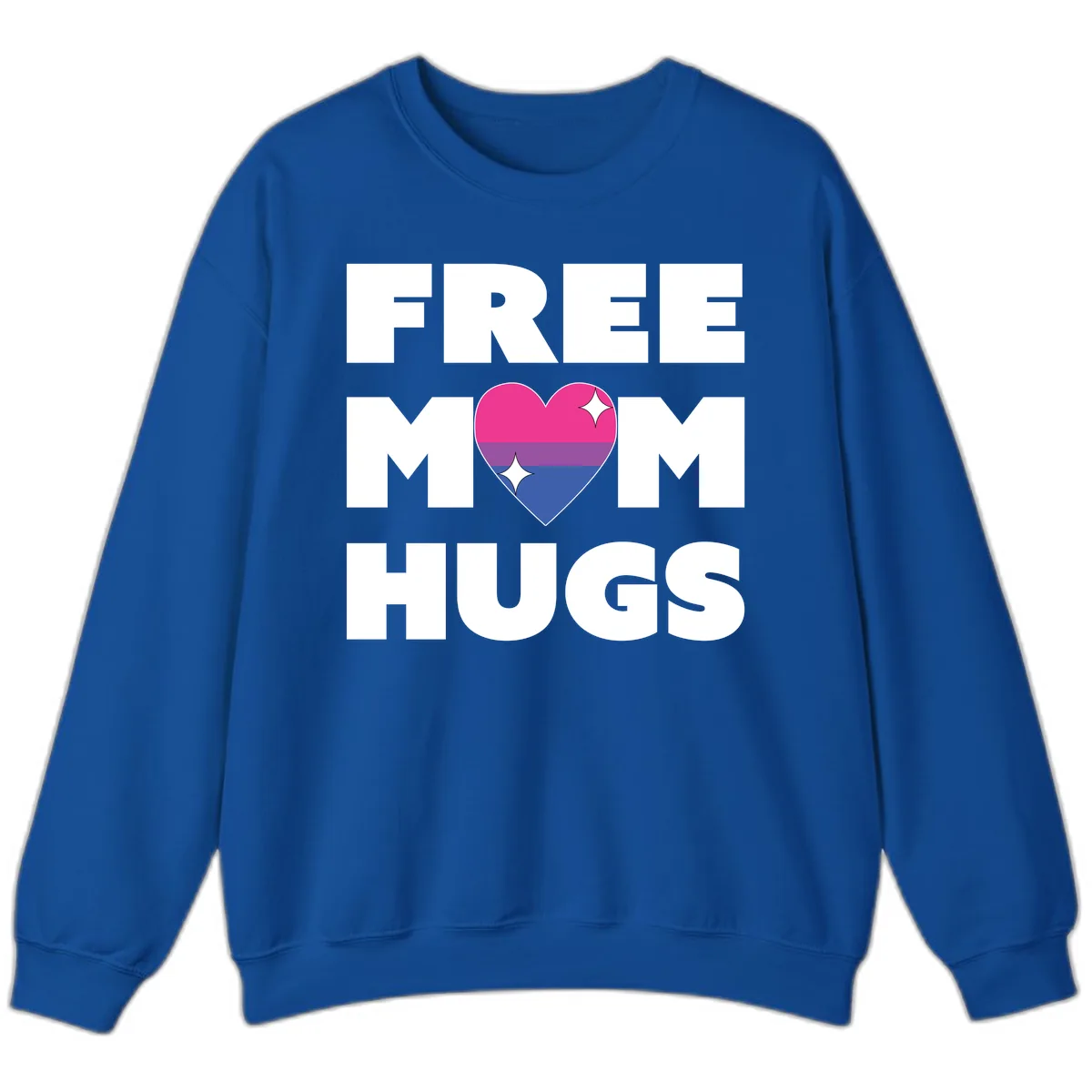 Free Mom Hugs Bisexual Pride Heart Sweatshirt in Royal