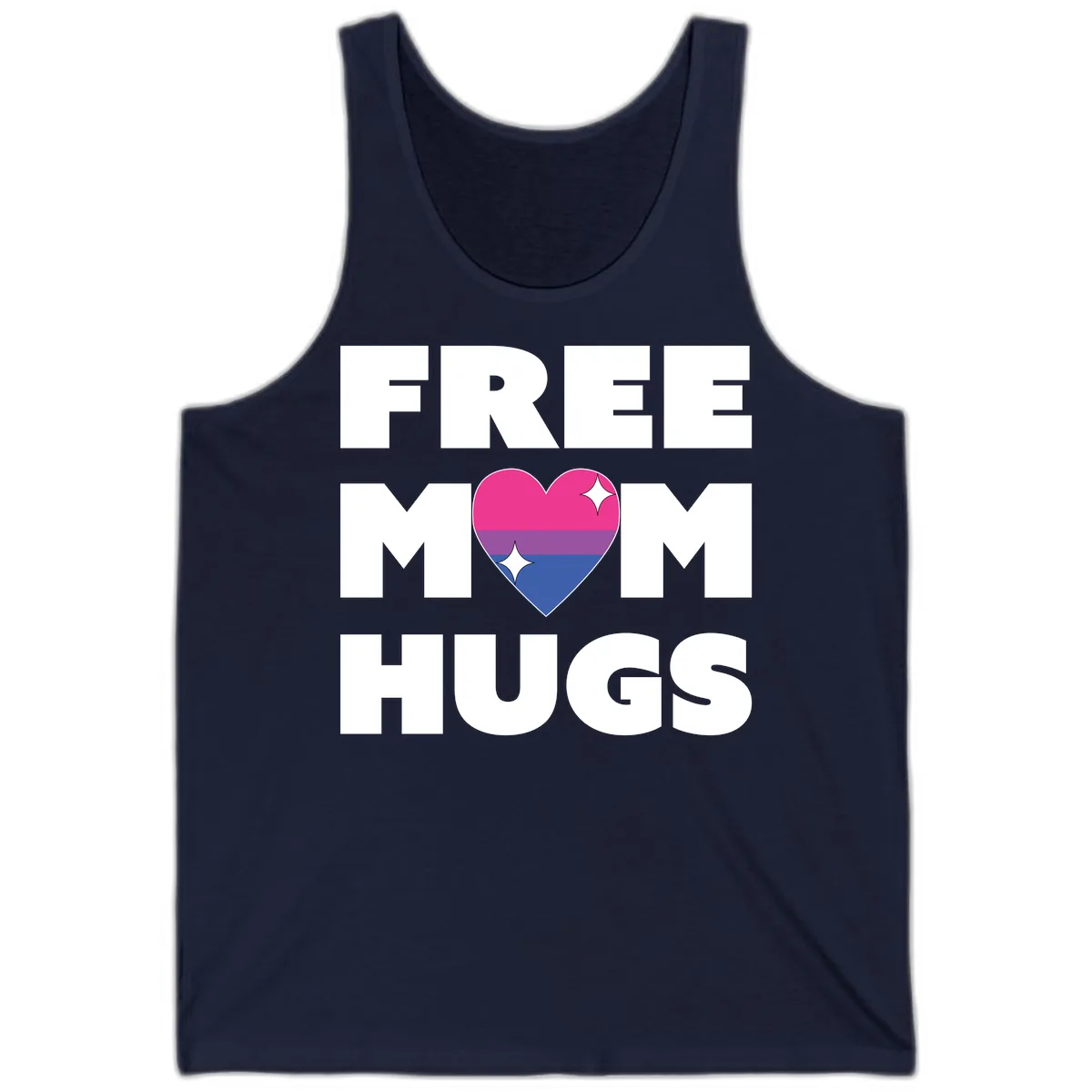 Free Mom Hugs Bisexual Pride Heart Tank in Navy