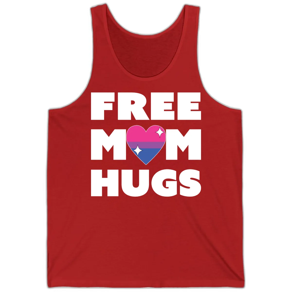Free Mom Hugs Bisexual Pride Heart Tank in Red