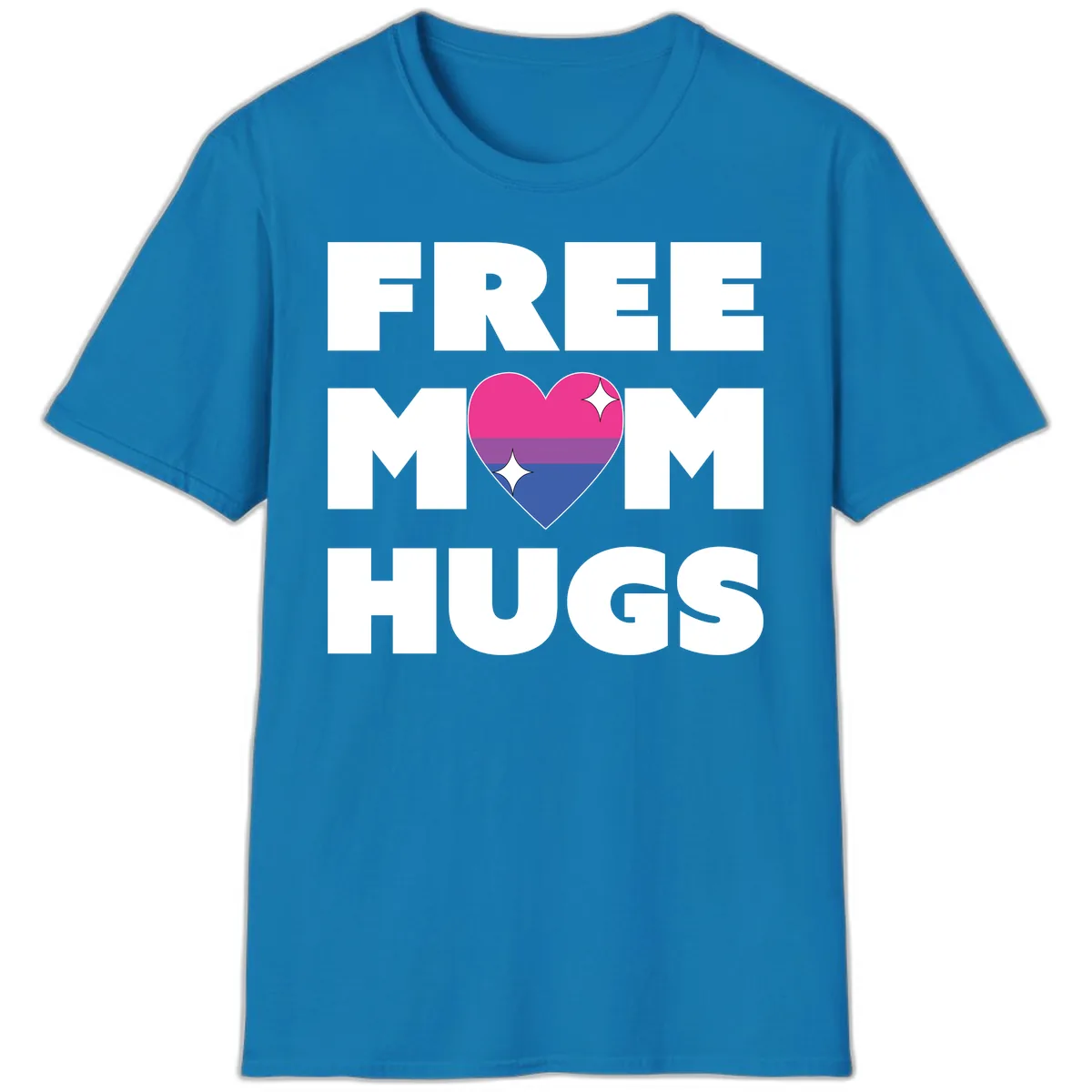 Free Mom Hugs Bisexual Pride Heart T-Shirt in Sapphire