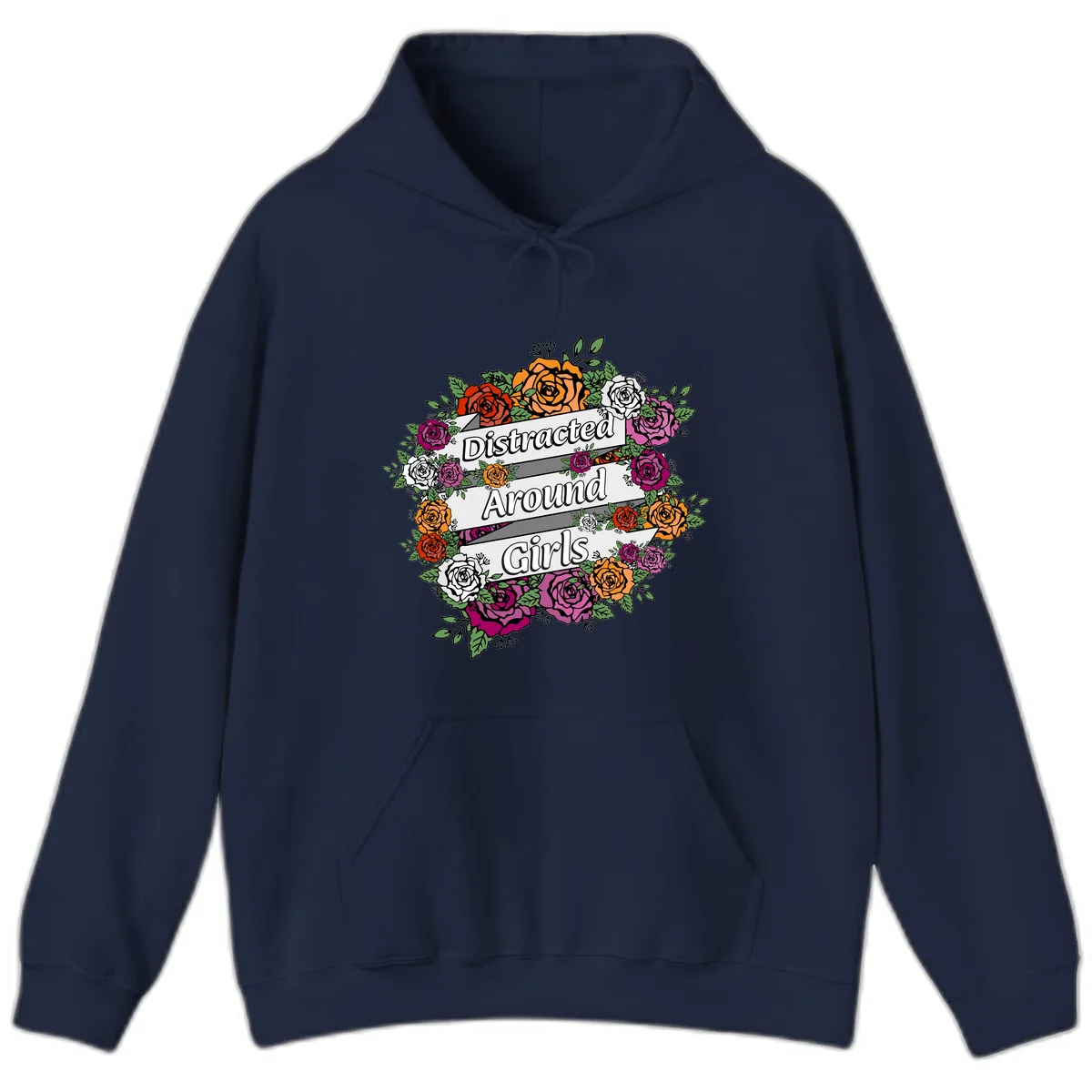 Distracted Around Girls Hoodie in Navy
