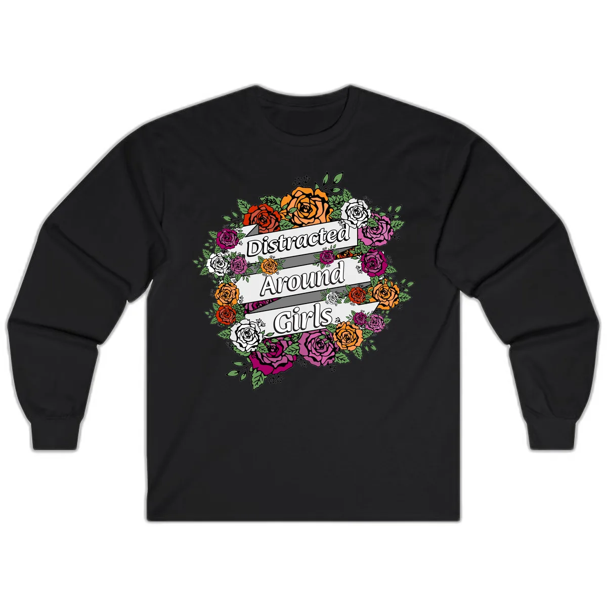 Distracted Around Girls Long Sleeve in Black