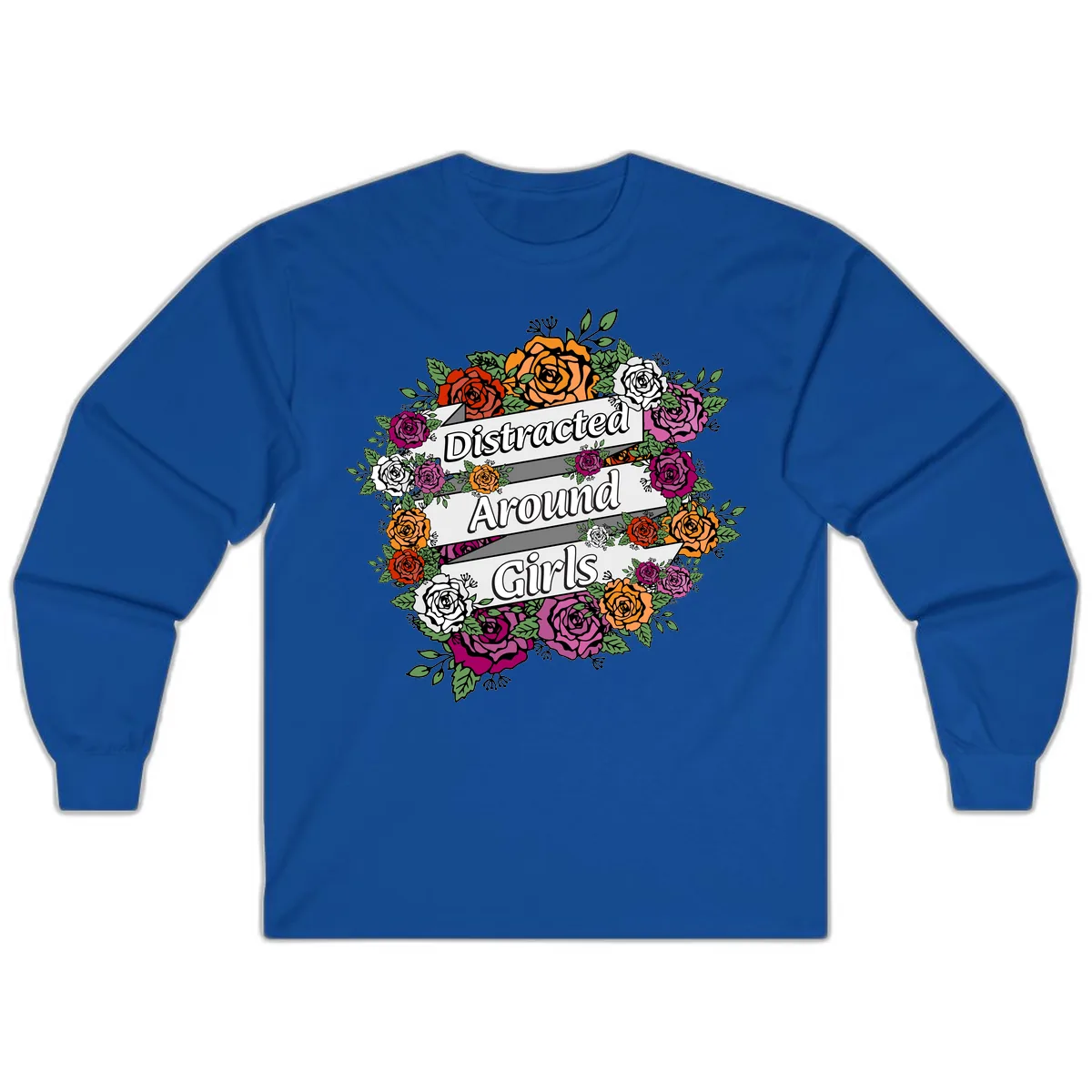 Distracted Around Girls Long Sleeve in Royal