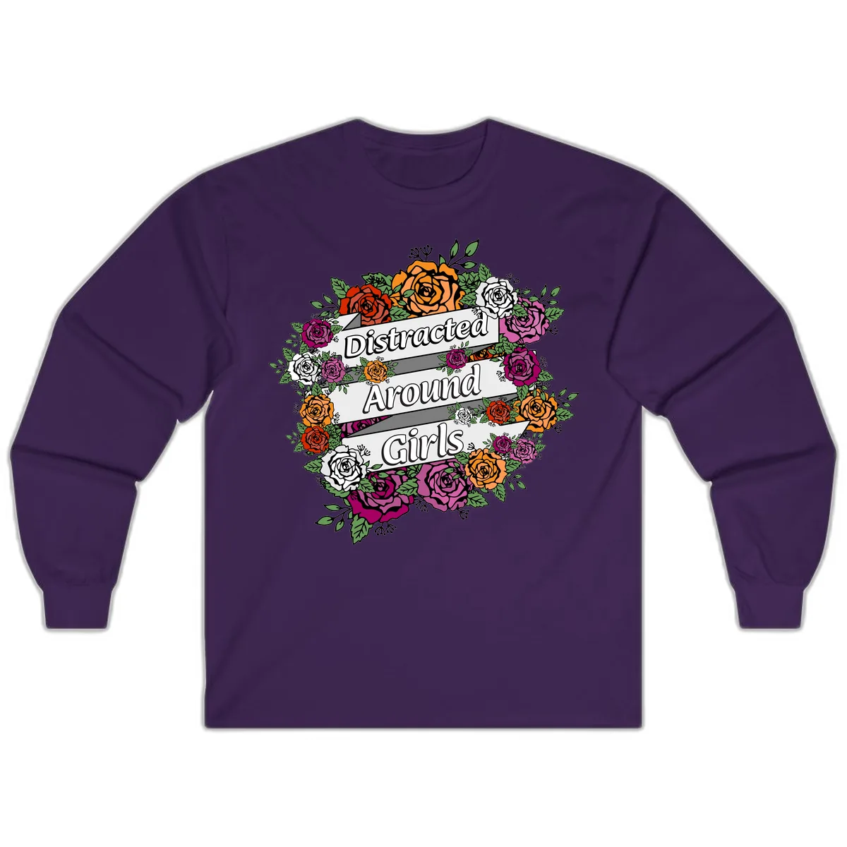 Distracted Around Girls Long Sleeve in Purple