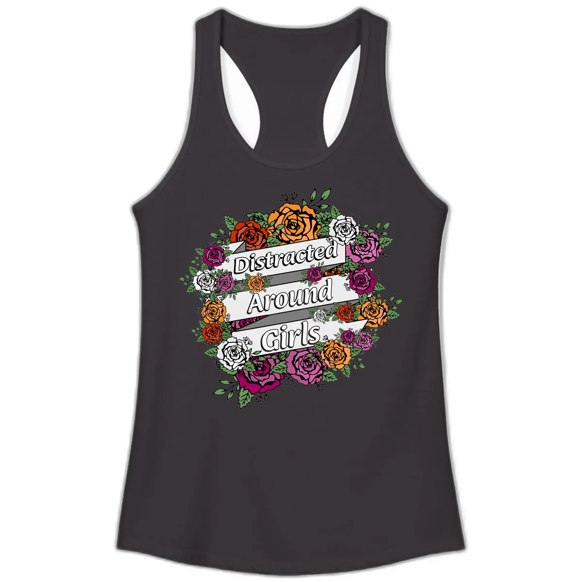 Distracted Around Girls Ladies Tank in Black