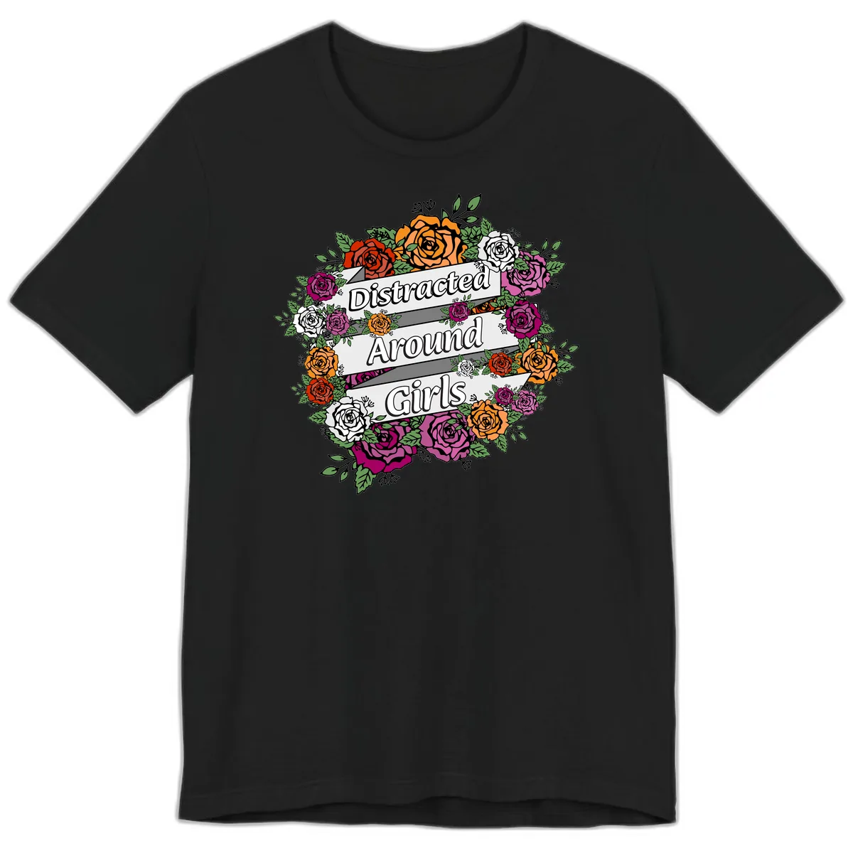 Distracted Around Girls Premium T-Shirt in Black