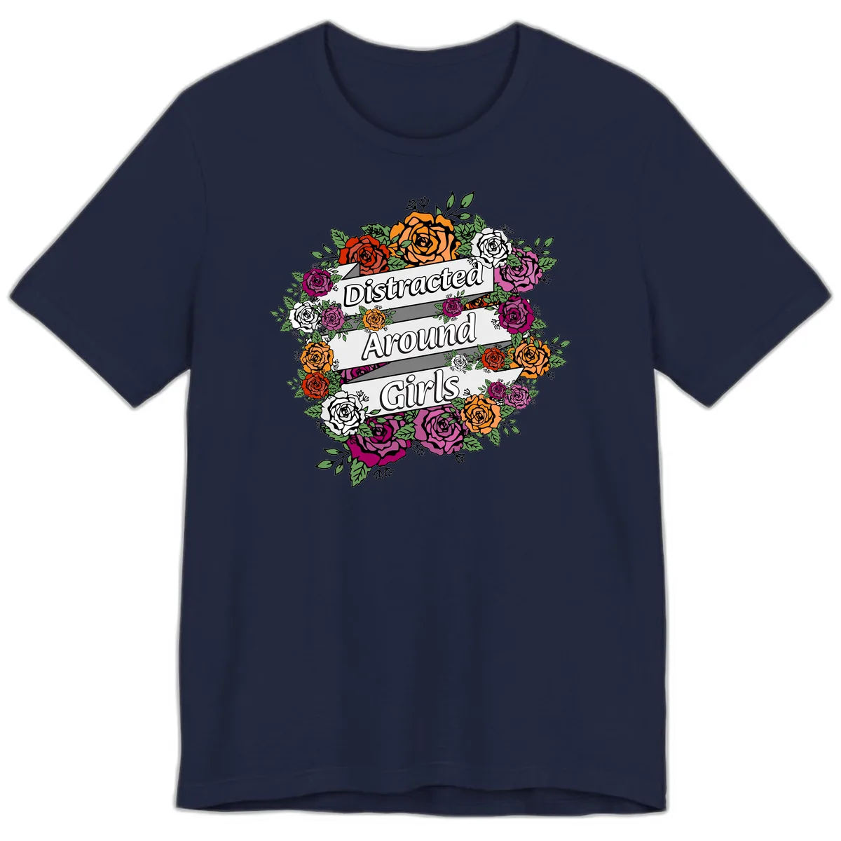 Distracted Around Girls Premium T-Shirt in Navy