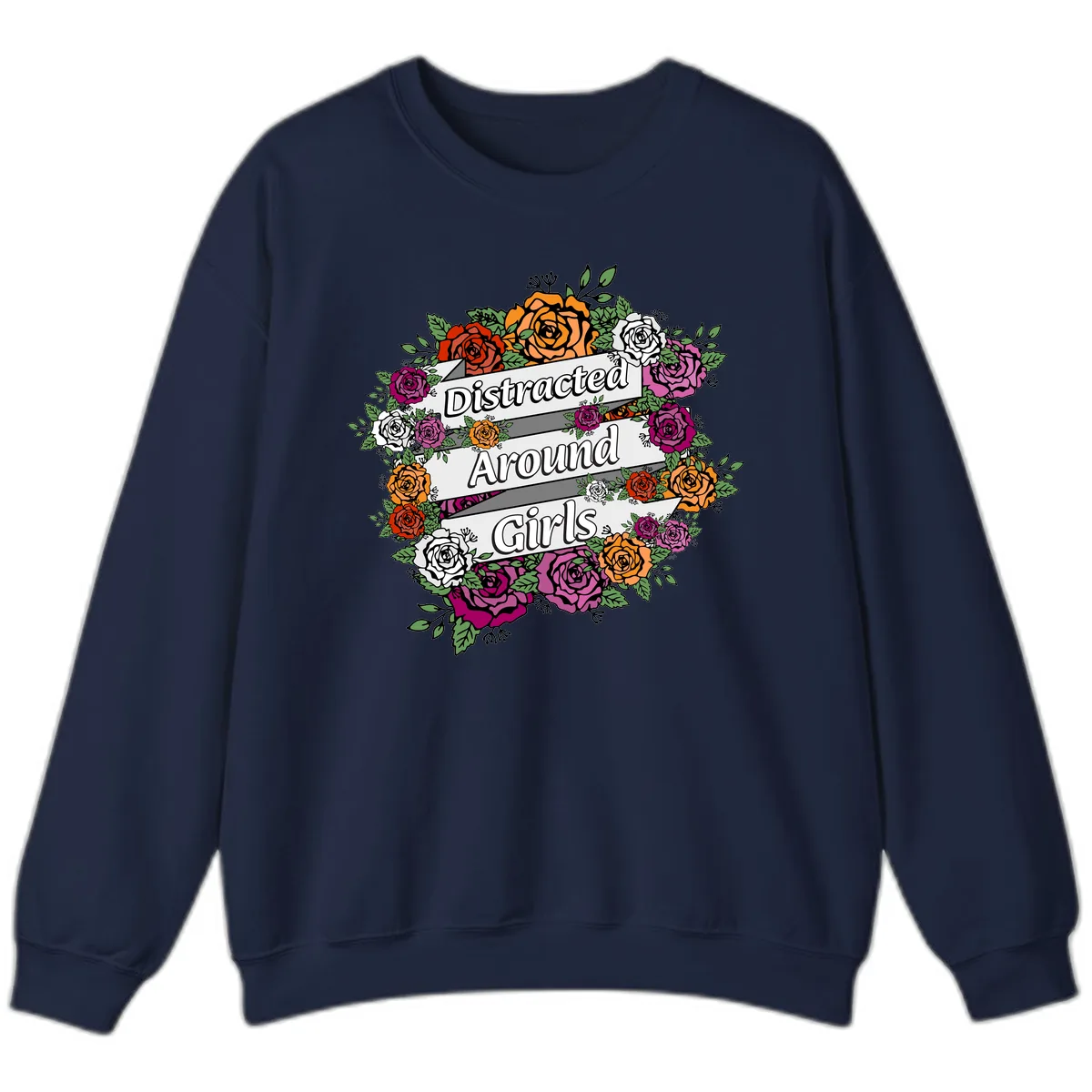 Distracted Around Girls Sweatshirt in Navy