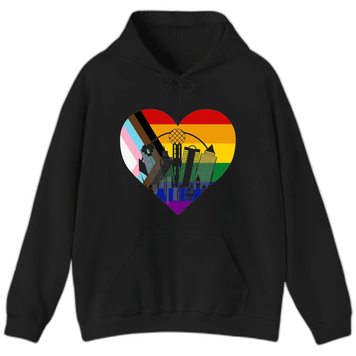 Urban Pride Skyline Heart Hoodie in Black