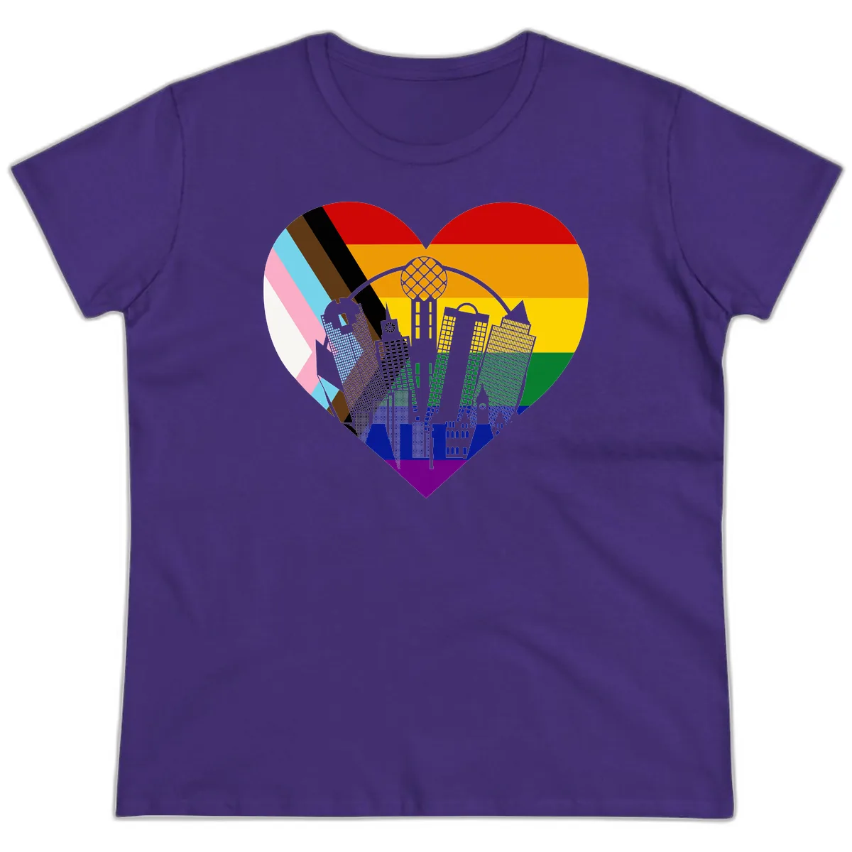 Urban Pride Skyline Heart Ladies Tee in Purple