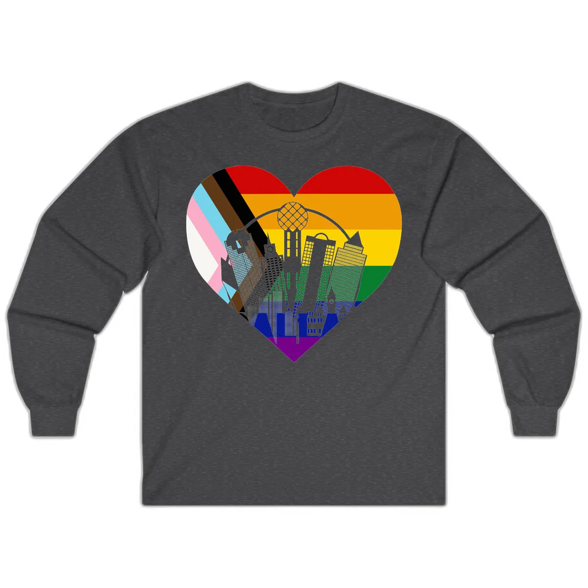 Urban Pride Skyline Heart Long Sleeve in Dark Heather