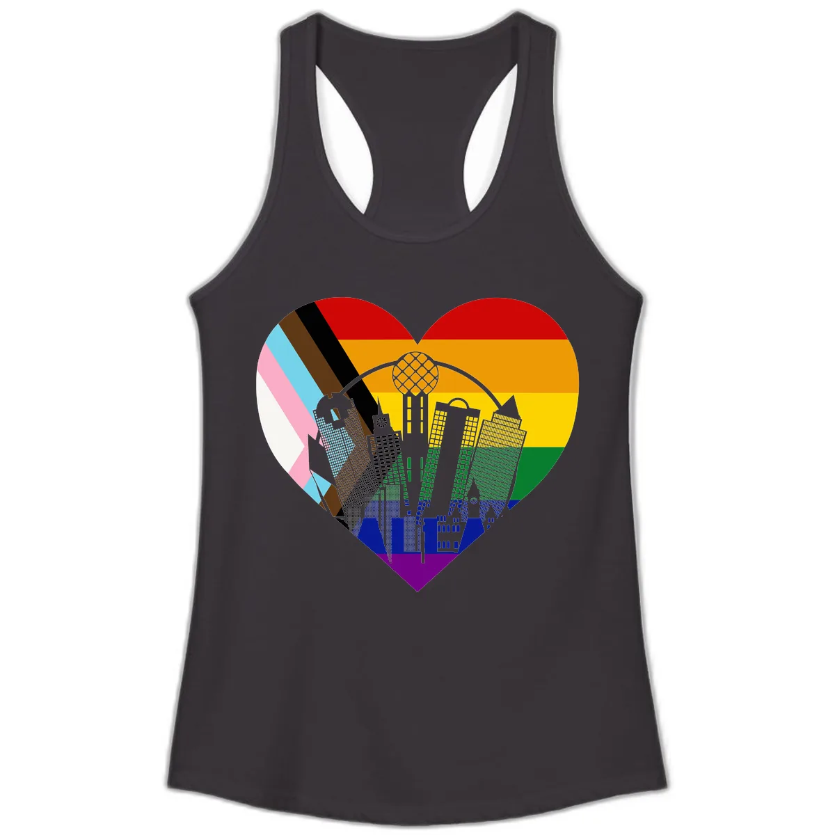 Urban Pride Skyline Heart Ladies Tank in Black