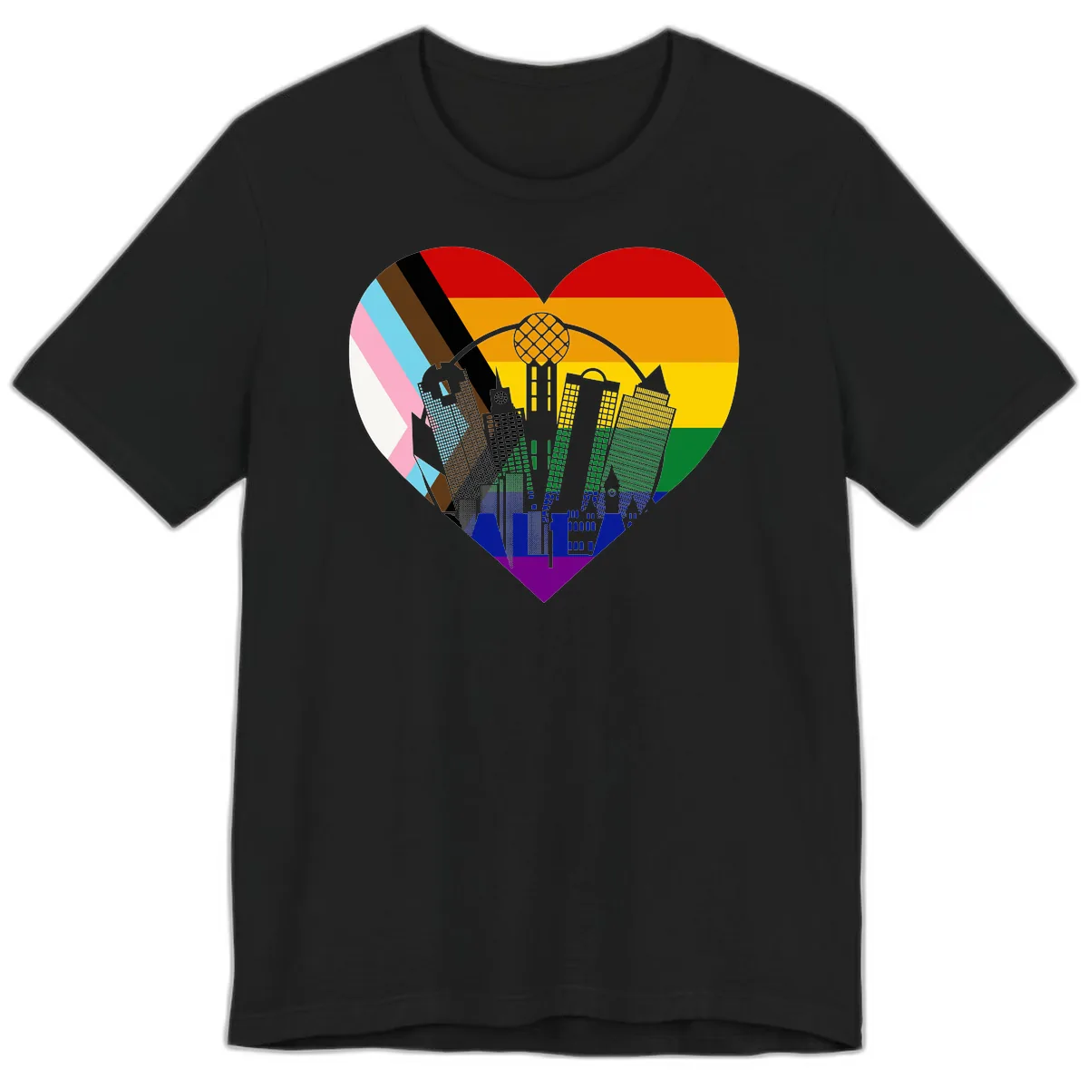 Urban Pride Skyline Heart Premium T-Shirt in Black