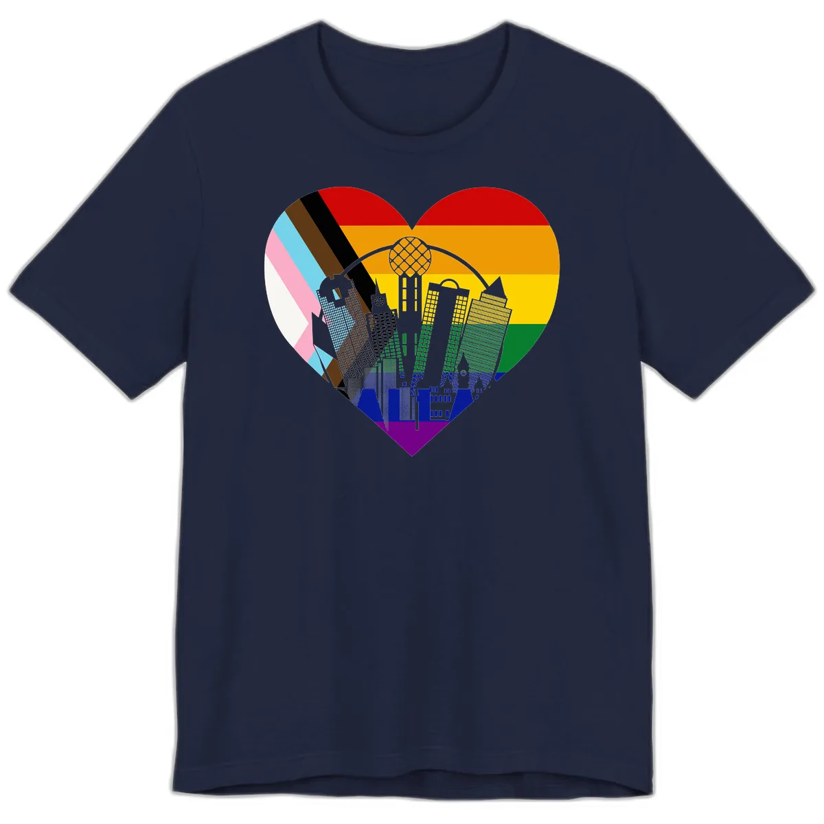 Urban Pride Skyline Heart Premium T-Shirt in Navy