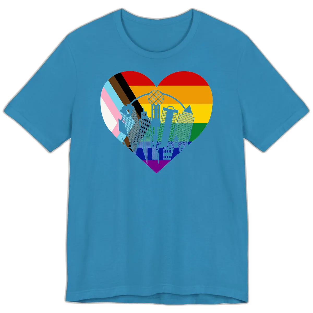 Urban Pride Skyline Heart Premium T-Shirt in Aqua