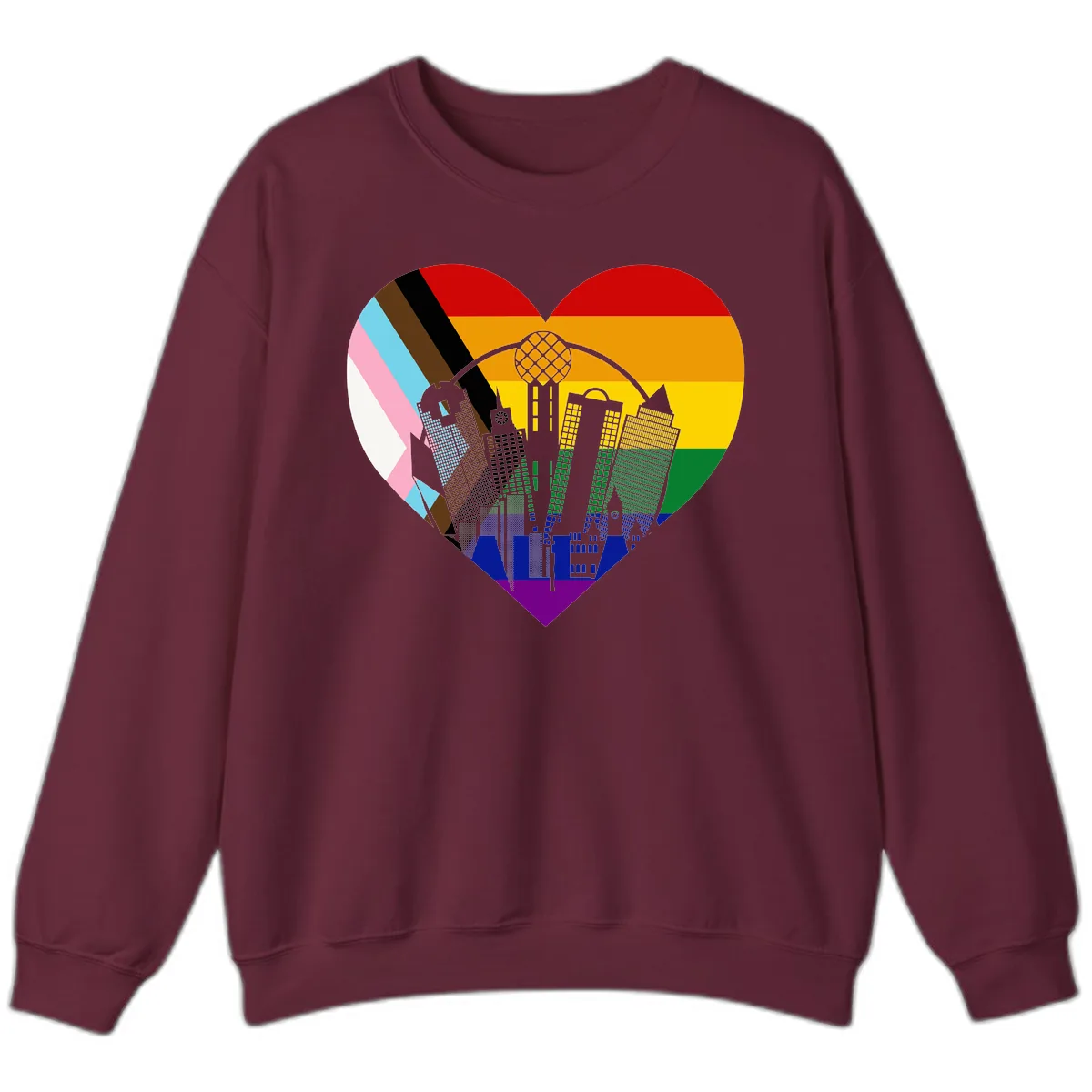 Urban Pride Skyline Heart Sweatshirt in Maroon