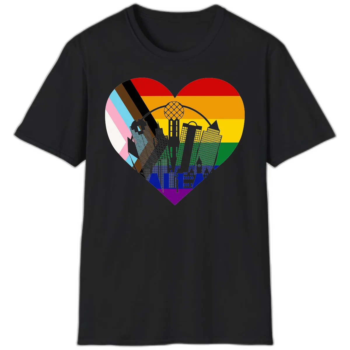 Urban Pride Skyline Heart T-Shirt in Black