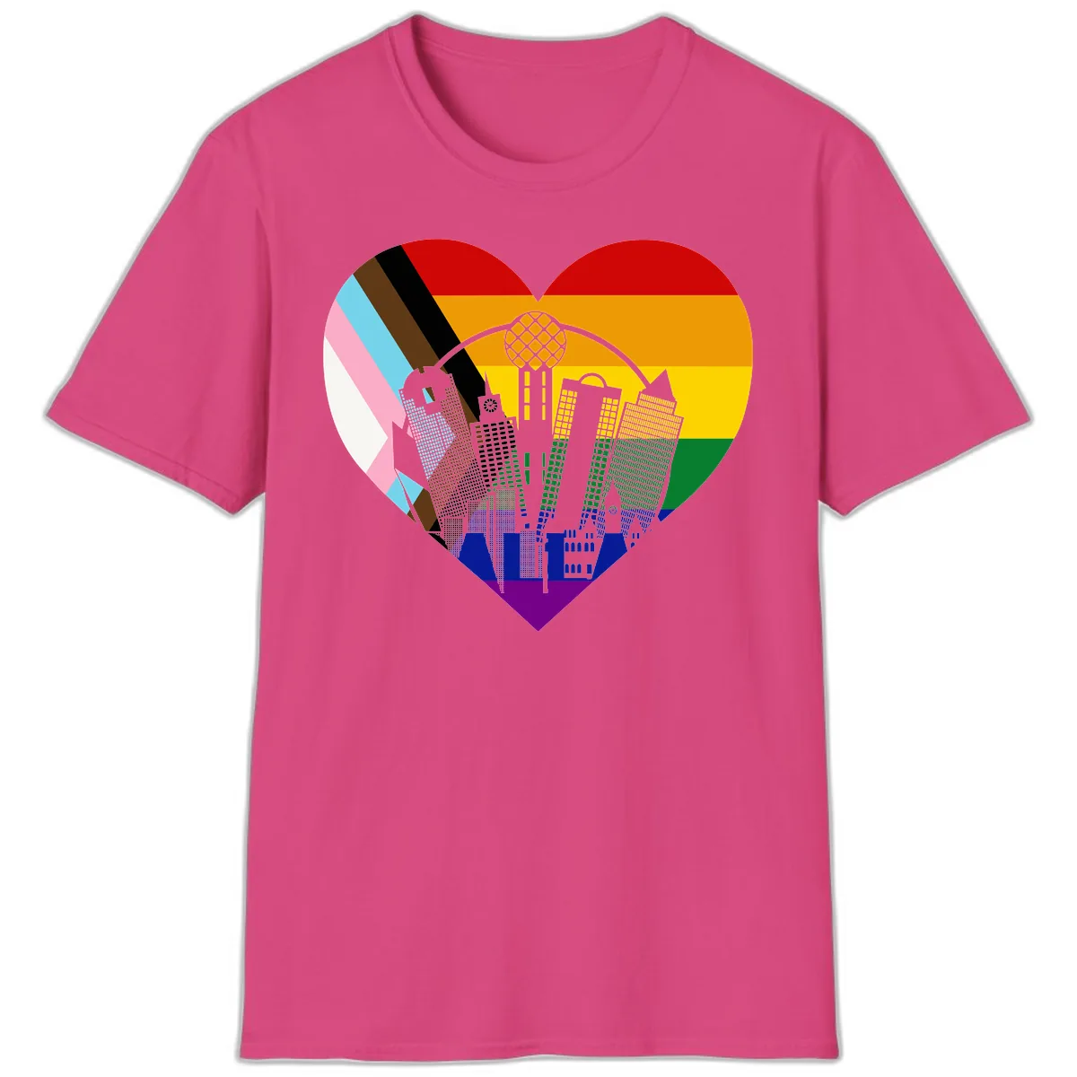 Urban Pride Skyline Heart T-Shirt in Heliconia