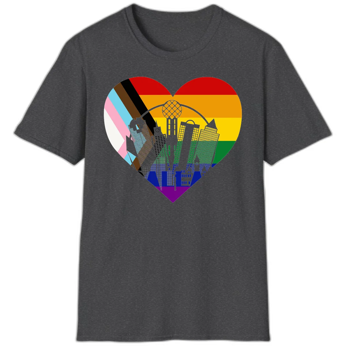 Urban Pride Skyline Heart T-Shirt in Dark Heather