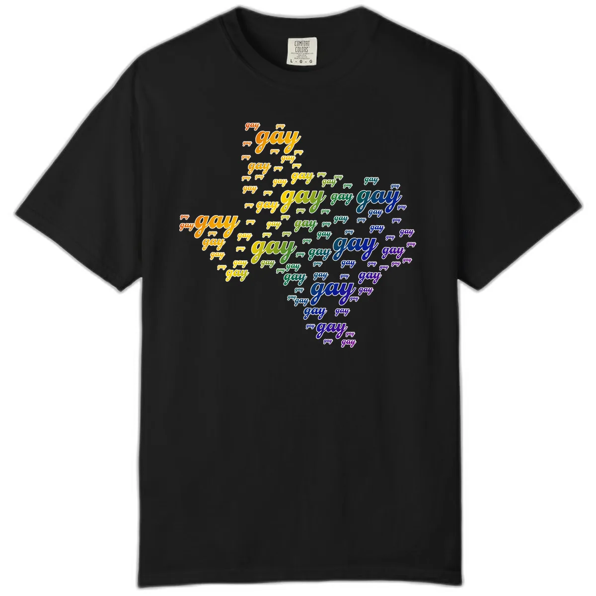 Gay Pride Word Cloud Map Comfort Color in Black