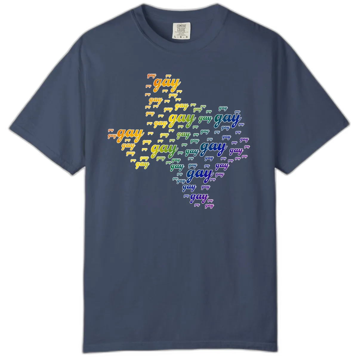 Gay Pride Word Cloud Map Comfort Color in Midnight