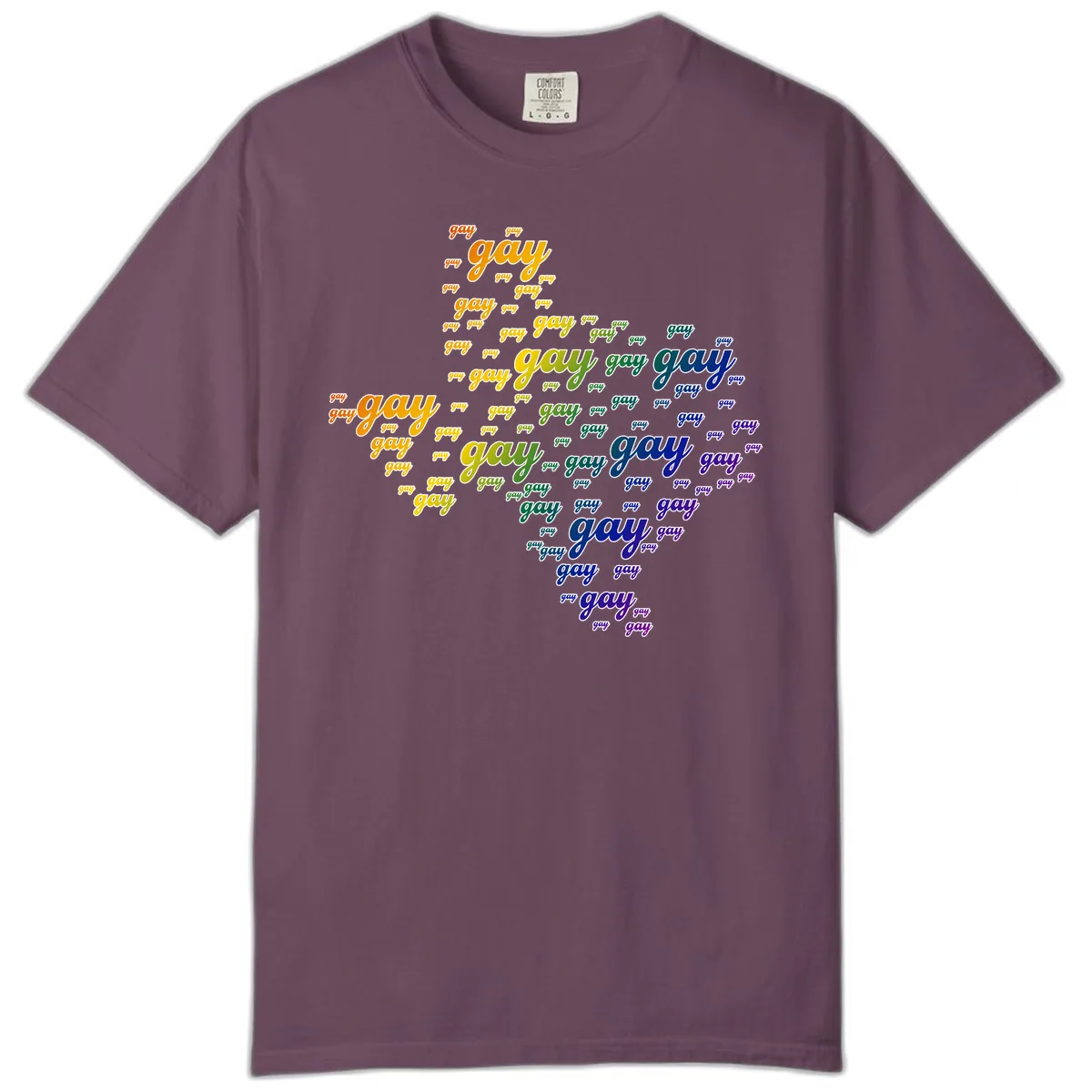 Gay Pride Word Cloud Map Comfort Color in Berry