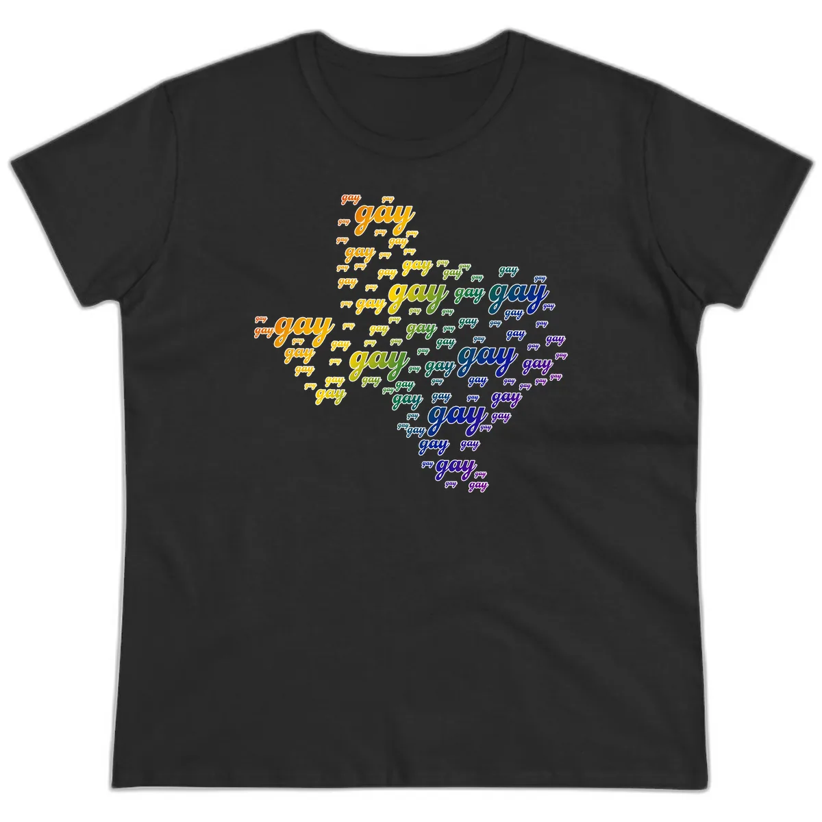 Gay Pride Word Cloud Map Ladies Tee in Black