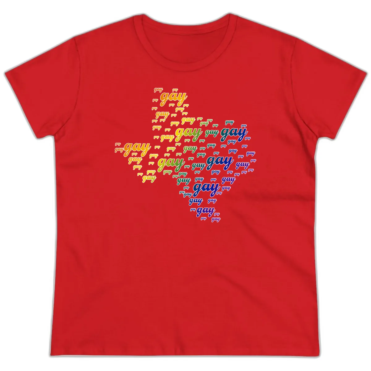 Gay Pride Word Cloud Map Ladies Tee in Red