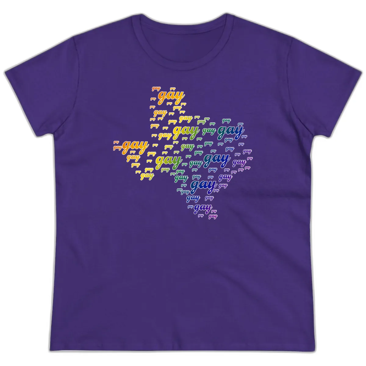 Gay Pride Word Cloud Map Ladies Tee in Purple