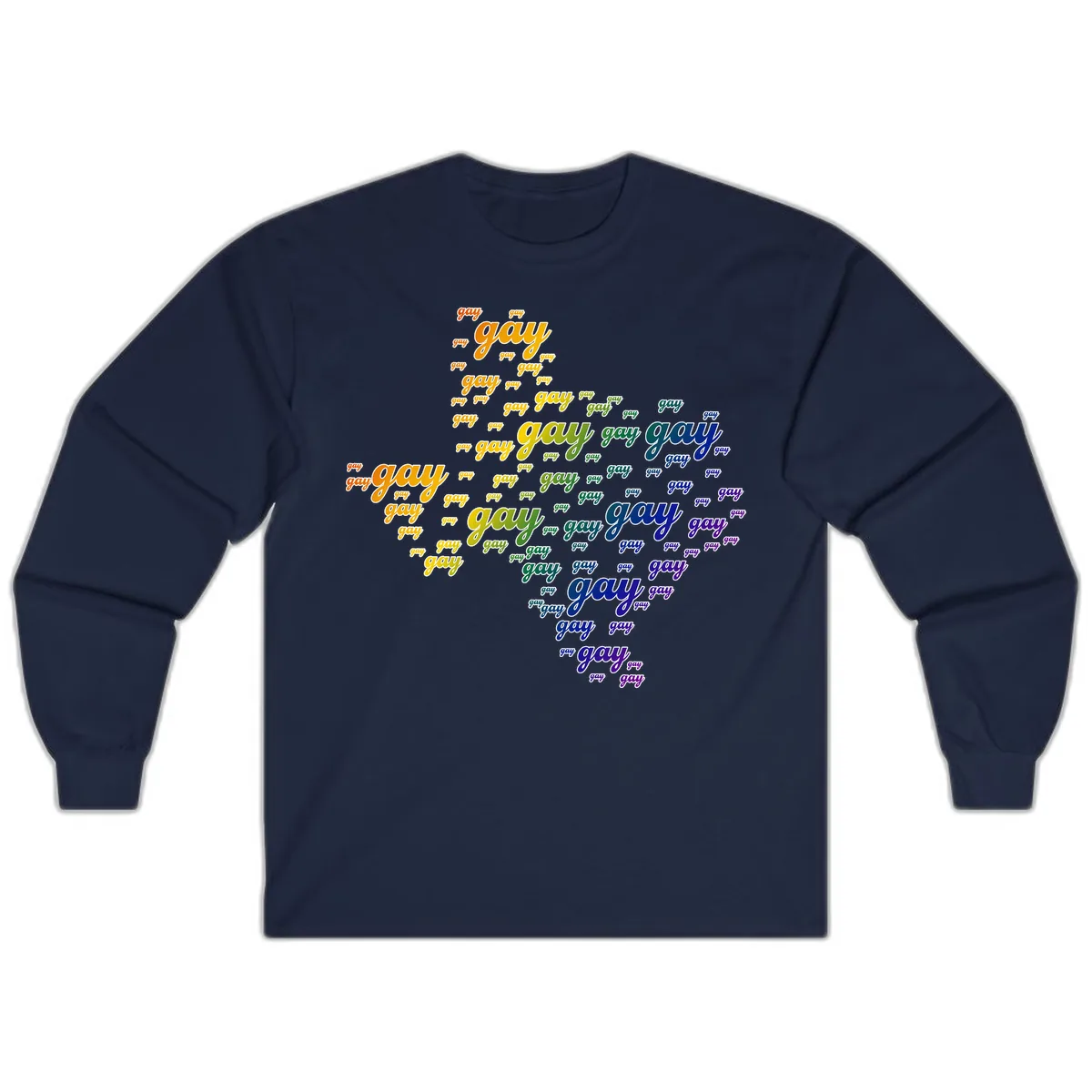 Gay Pride Word Cloud Map Long Sleeve in Navy
