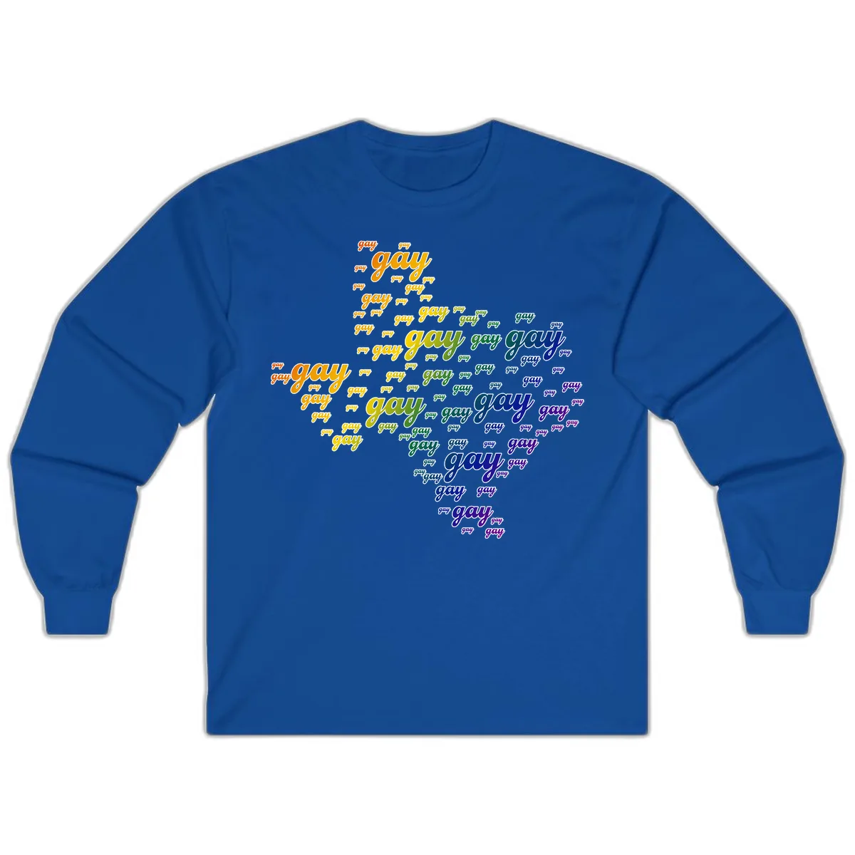 Gay Pride Word Cloud Map Long Sleeve in Royal