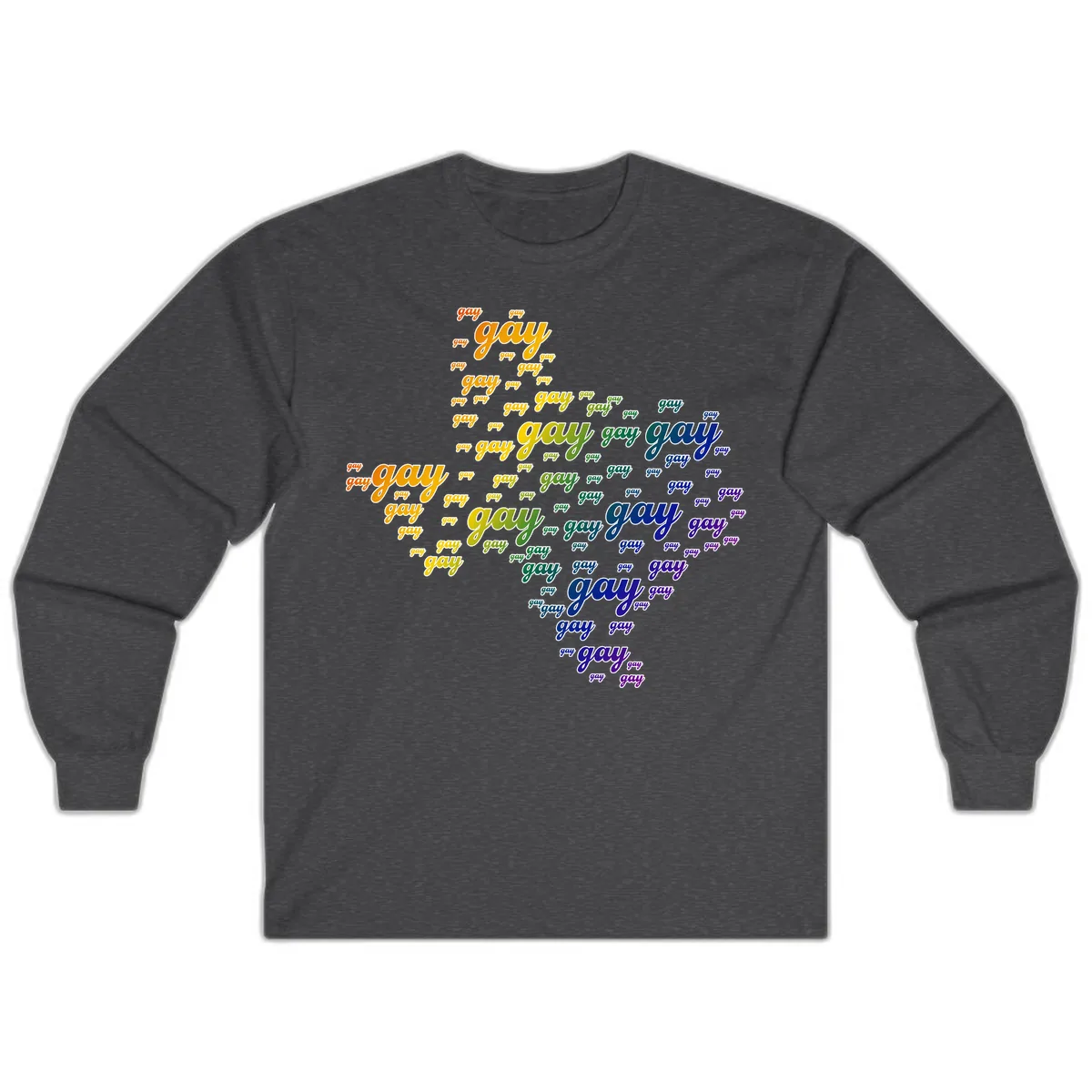 Gay Pride Word Cloud Map Long Sleeve in Dark Heather