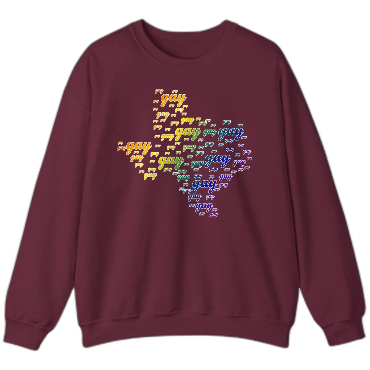 Gay Pride Word Cloud Map Sweatshirt in Maroon
