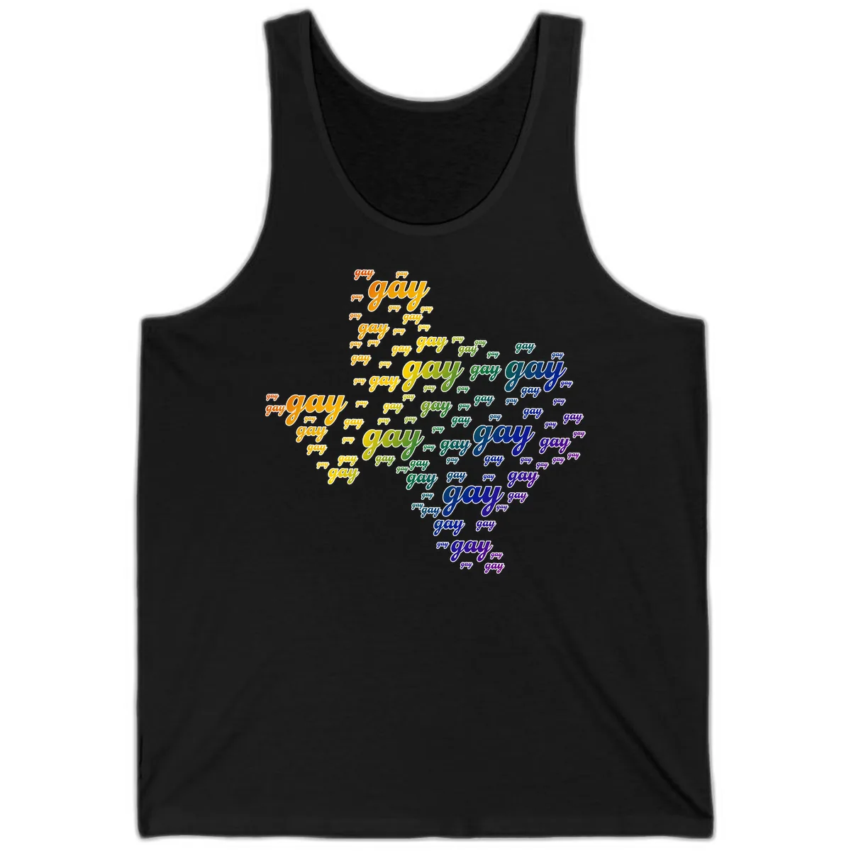 Gay Pride Word Cloud Map Tank in Black