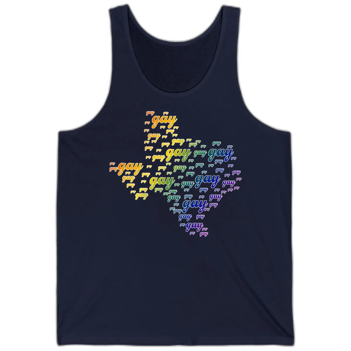 Gay Pride Word Cloud Map Tank in Navy
