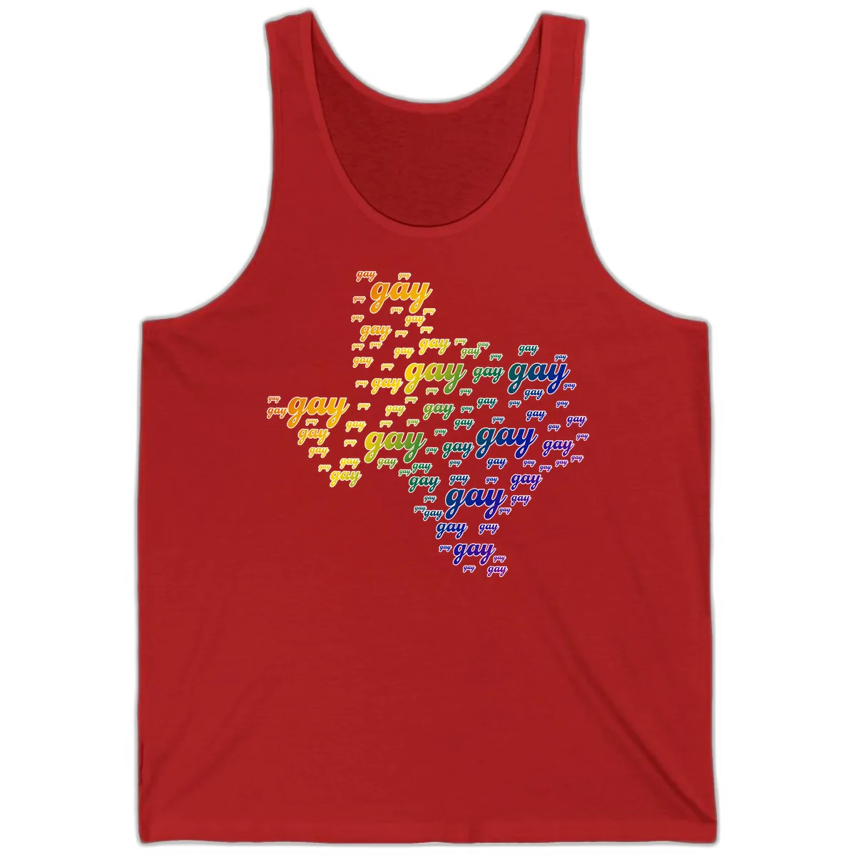 Gay Pride Word Cloud Map Tank in Red