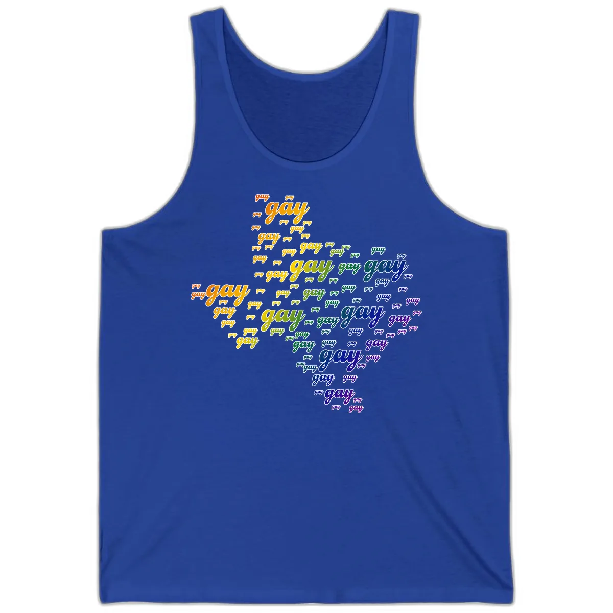 Gay Pride Word Cloud Map Tank in True Royal