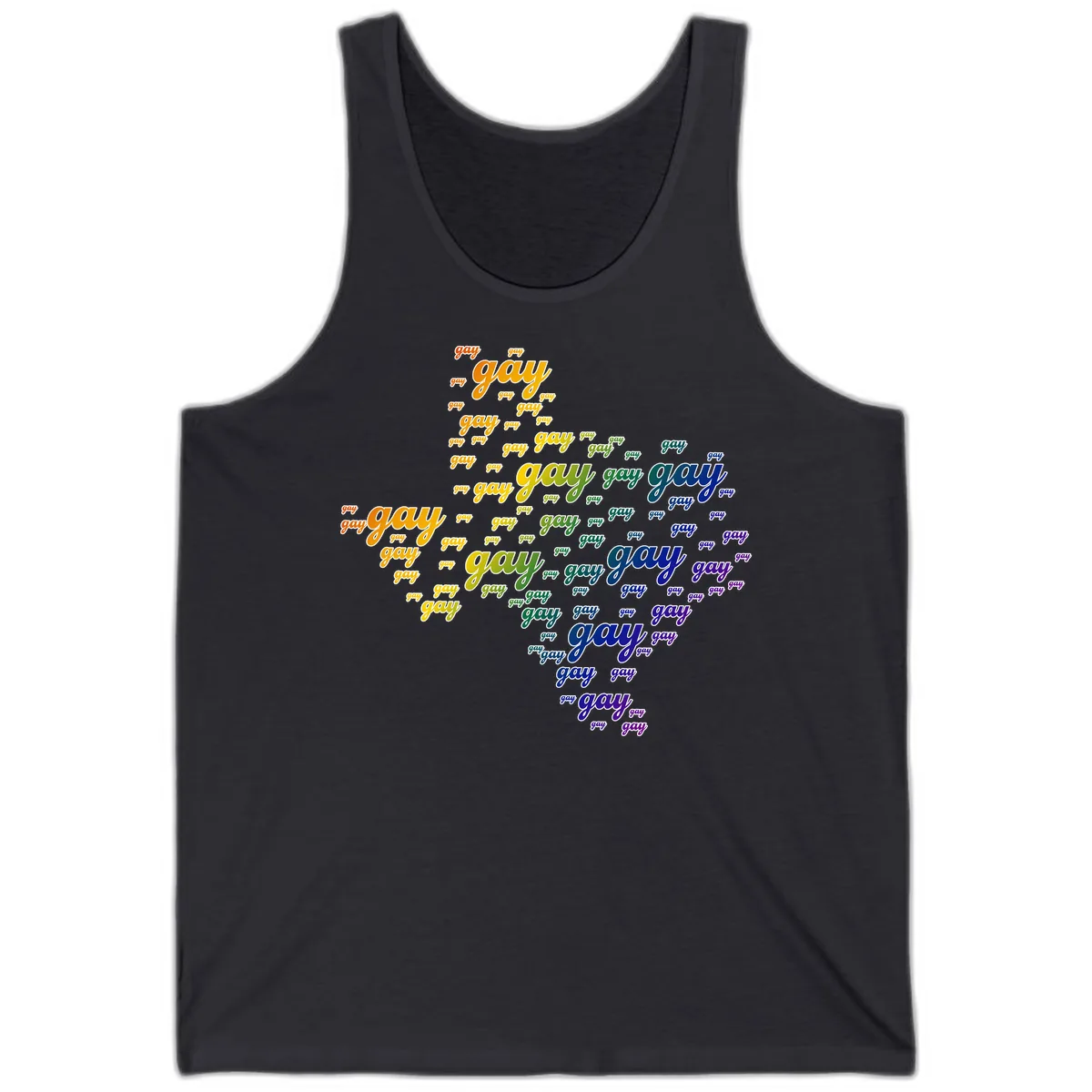 Gay Pride Word Cloud Map Tank in Dark Grey