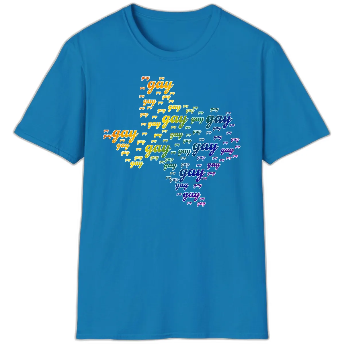 Gay Pride Word Cloud Map T-Shirt in Sapphire