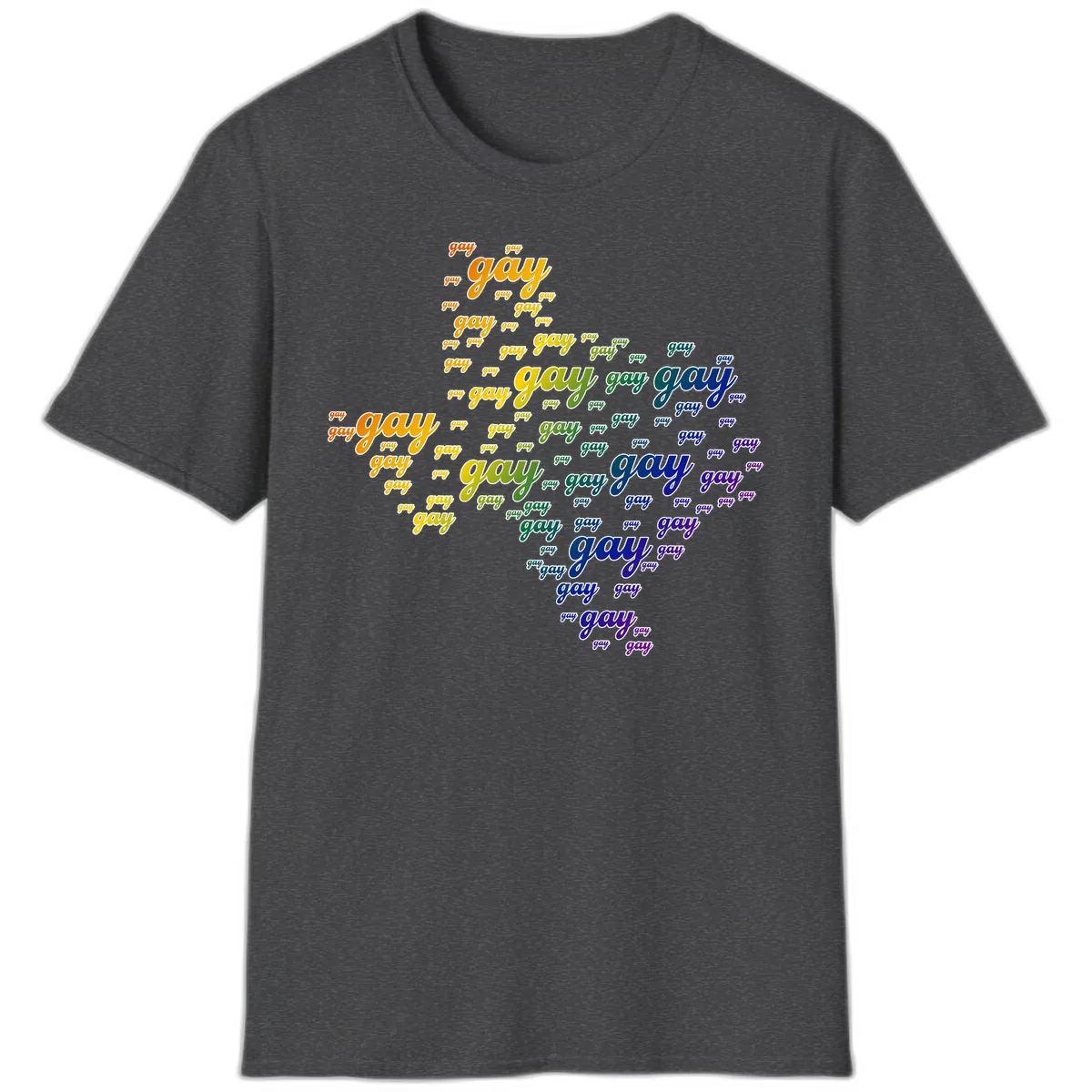 Gay Pride Word Cloud Map T-Shirt in Dark Heather
