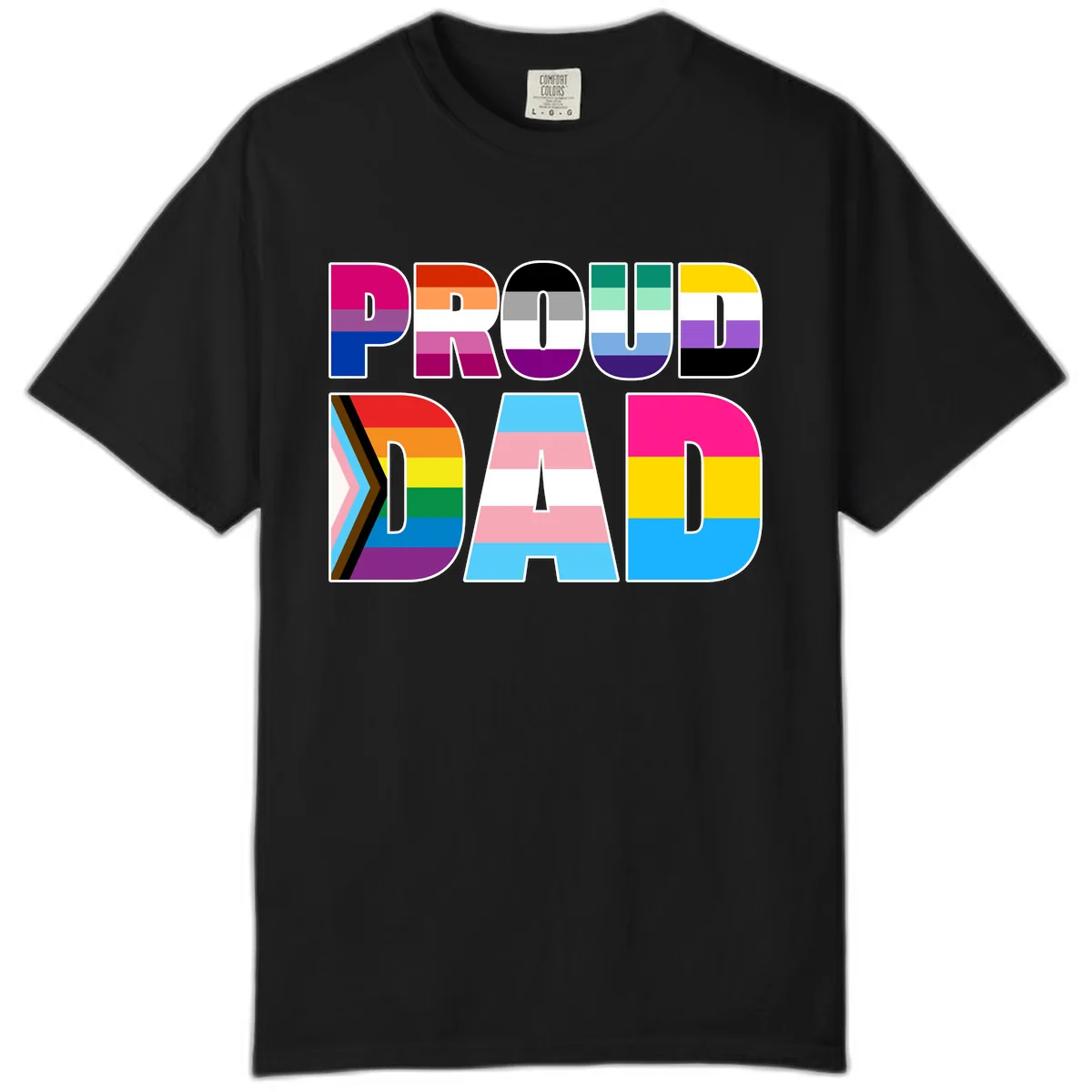 Pride Dad Colorful Letters Comfort Color in Black