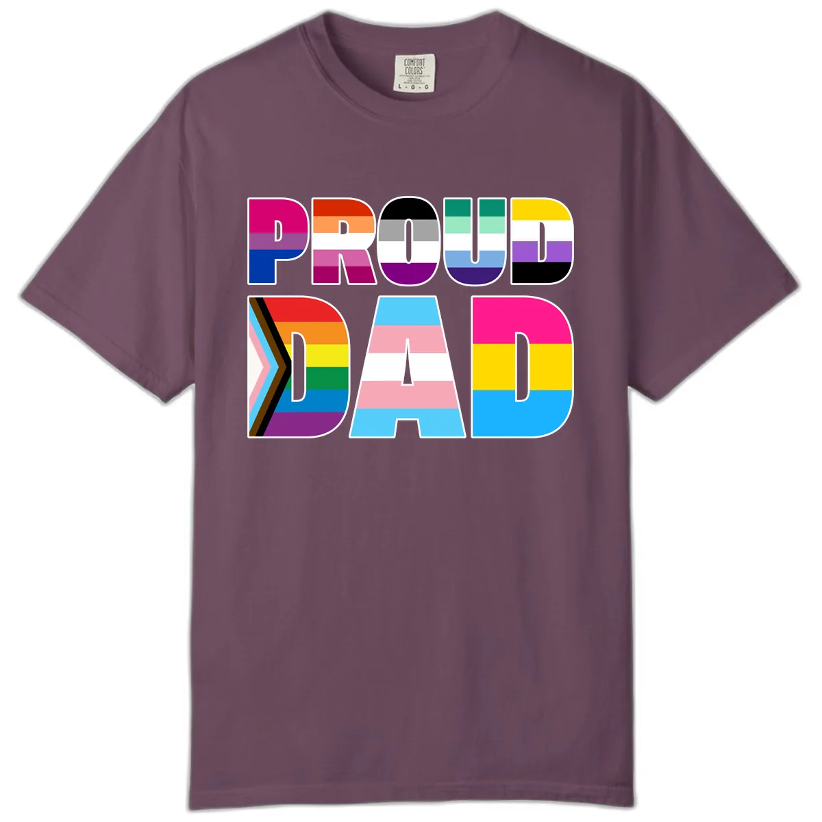 Pride Dad Colorful Letters Comfort Color in Berry