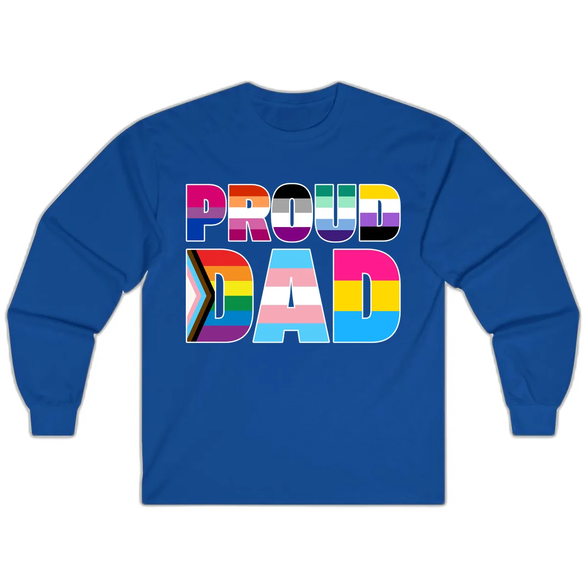 Pride Dad Colorful Letters Long Sleeve in Royal