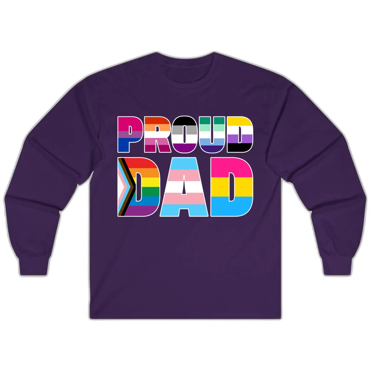 Pride Dad Colorful Letters Long Sleeve in Purple