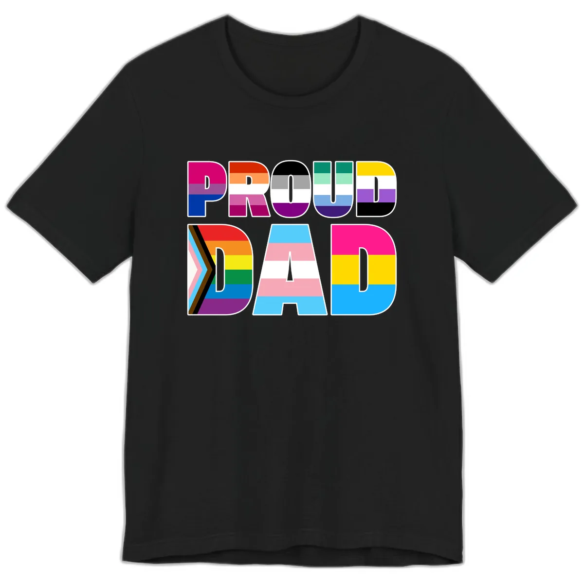 Pride Dad Colorful Letters Premium T-Shirt in Black