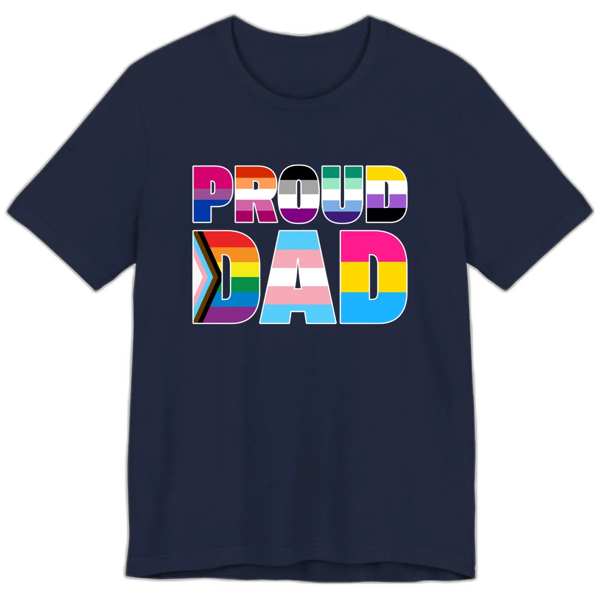 Pride Dad Colorful Letters Premium T-Shirt in Navy