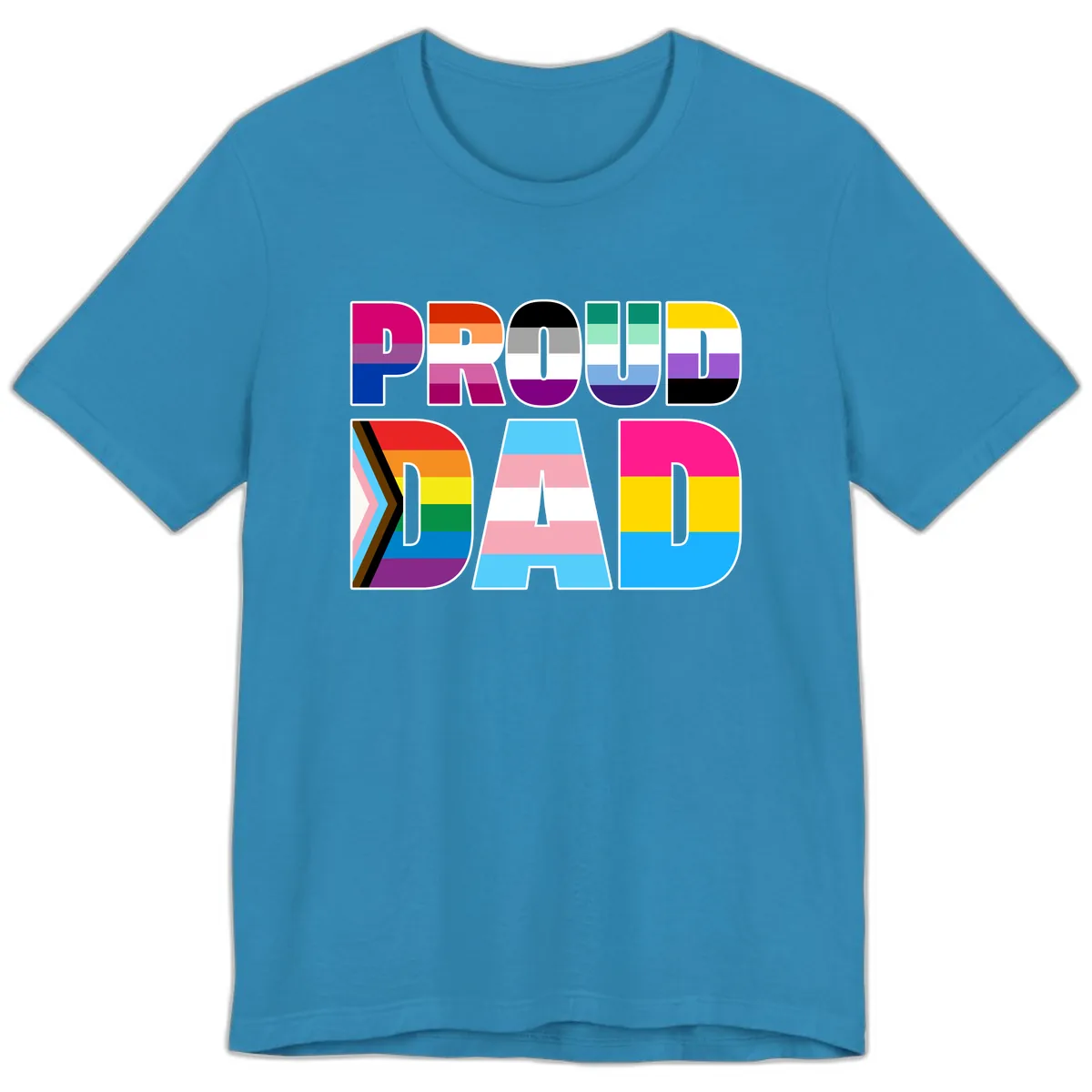 Pride Dad Colorful Letters Premium T-Shirt in Aqua