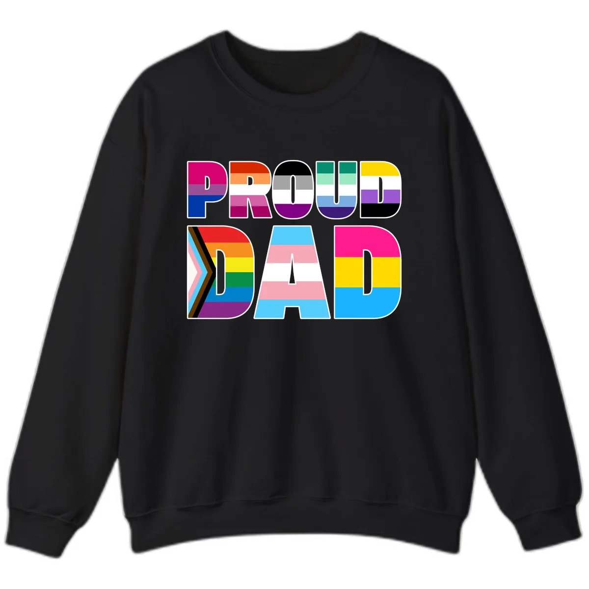 Pride Dad Colorful Letters Sweatshirt in Black